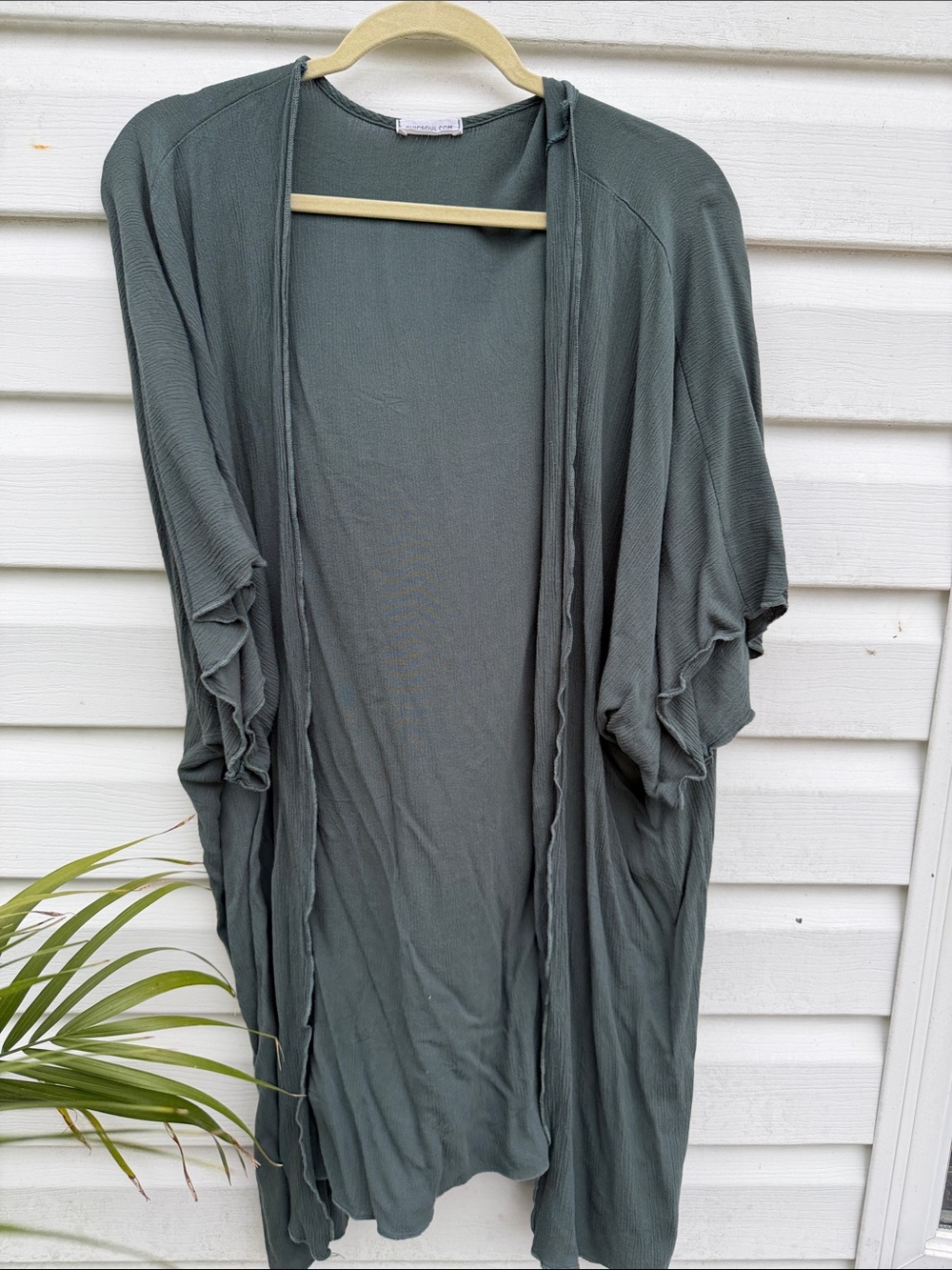 Chic Soul Open-Front Draped Kimono Cardigan - Teal
